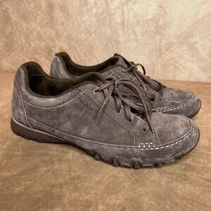 Skechers Choc Relaxed Fit Air- Cooled Memory Foam Brown Leather Lace Up Sneakers